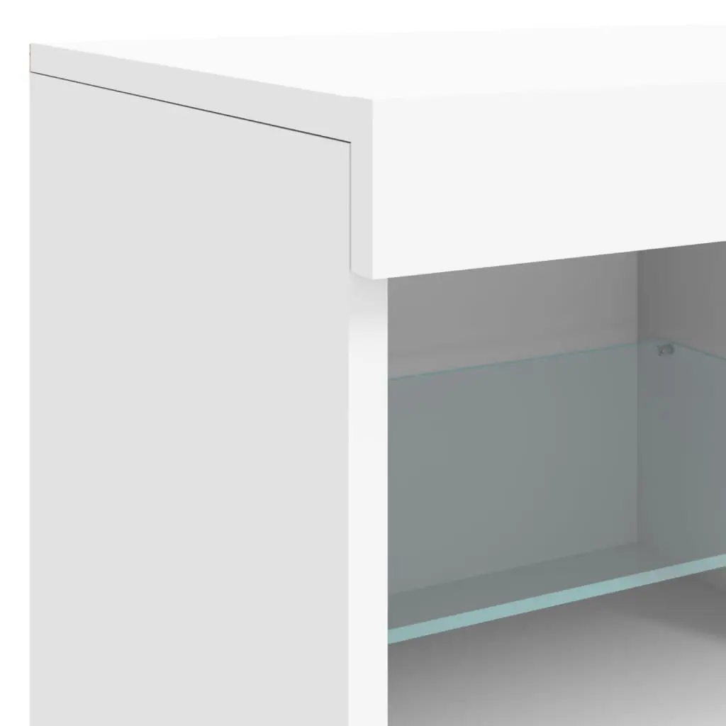 Sideboard Cabinet Engineered Wood 202x37x67cm White with RGB LED Lights