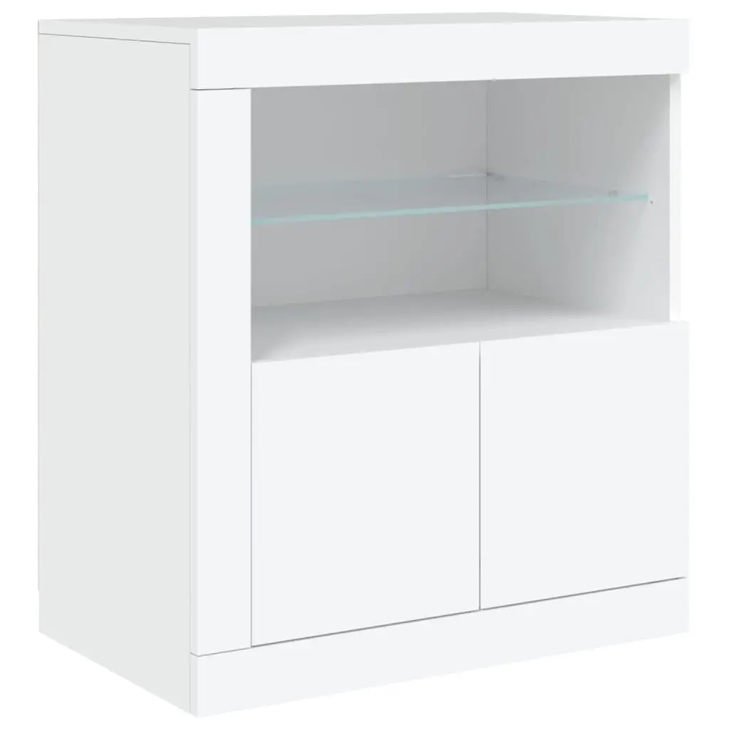 Sideboard Cabinet Engineered Wood 202x37x67cm White with RGB LED Lights