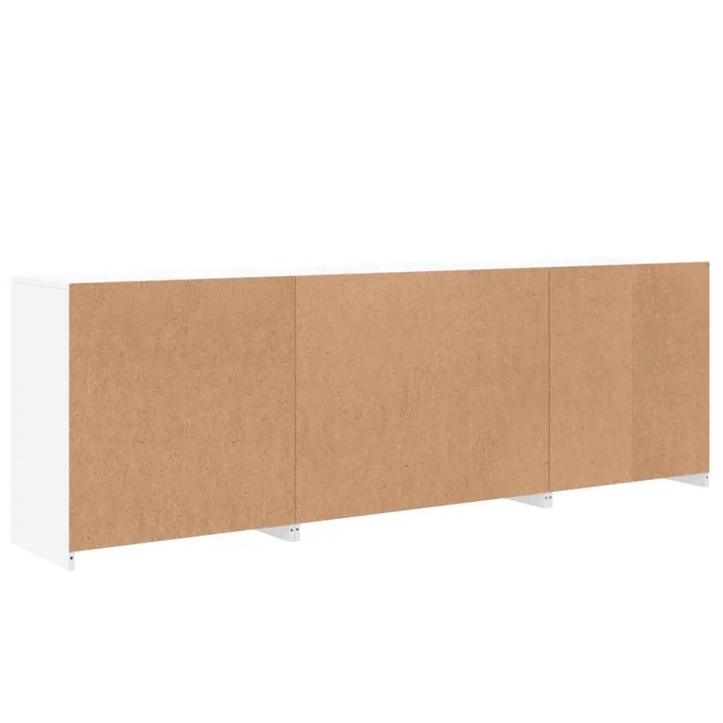 Sideboard Cabinet Engineered Wood 202x37x67cm White with RGB LED Lights