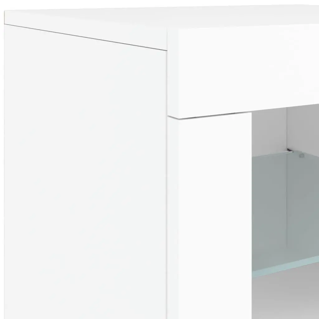 Sideboard Cabinet Engineered Wood 202x37x67cm White with RGB LED Lights