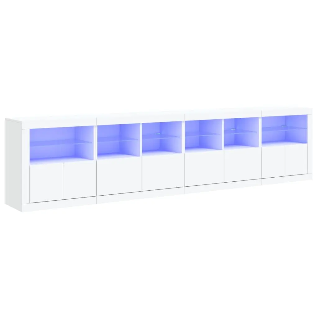 Sideboard Engineered Wood 283x37x67cm White with RGB LED Lights