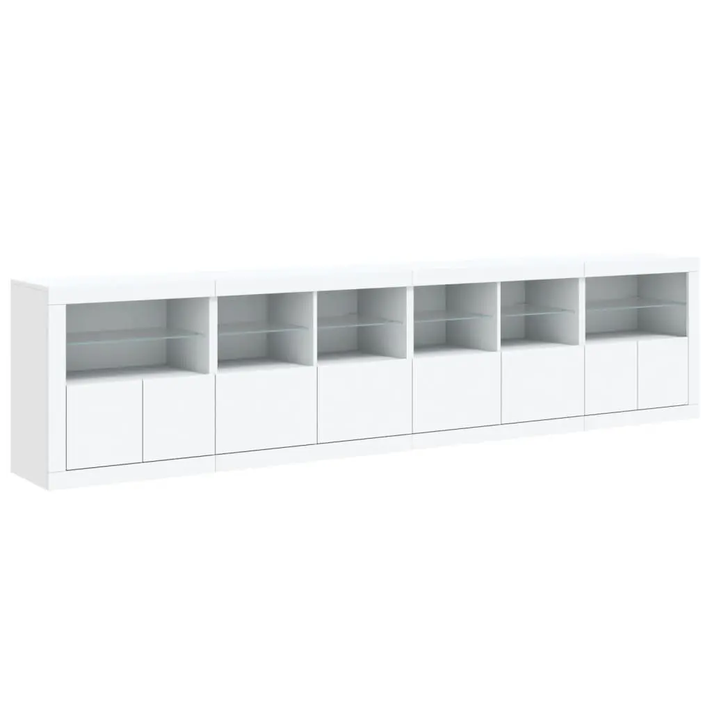 Sideboard Engineered Wood 283x37x67cm White with RGB LED Lights