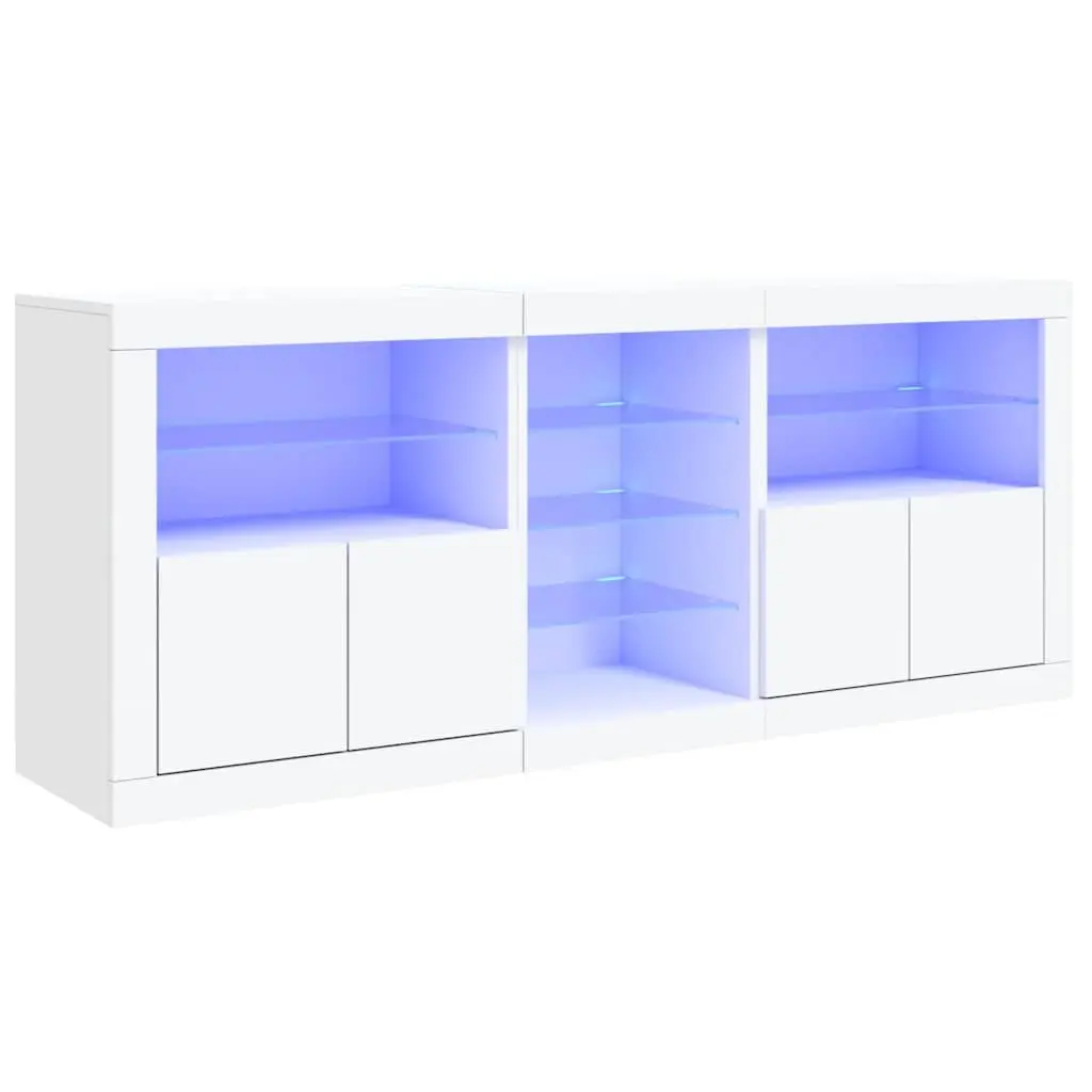 Sideboard Cabinet Engineered Wood 1815 x 370 x 670 mm White with RGB LED Lights