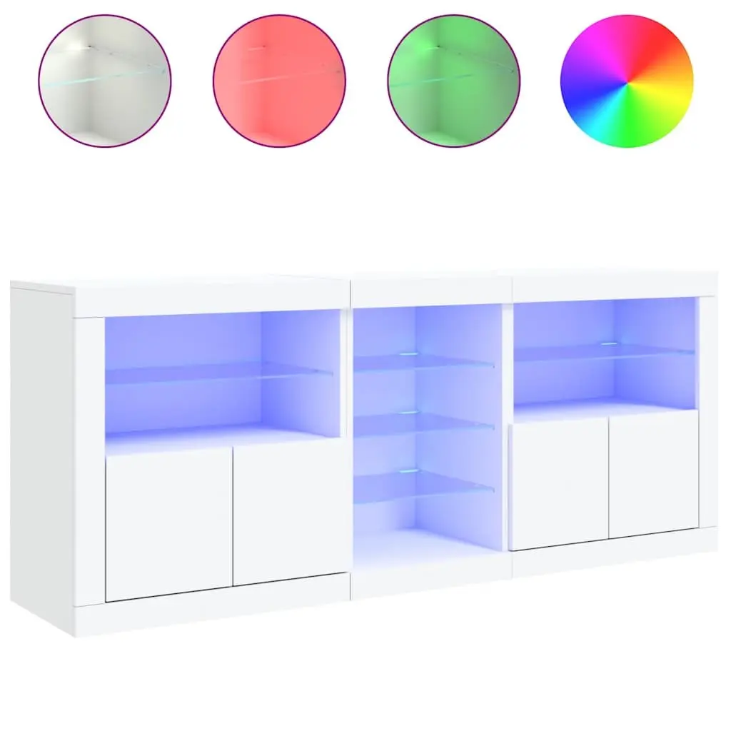 Sideboard Cabinet Engineered Wood 1815 x 370 x 670 mm White with RGB LED Lights