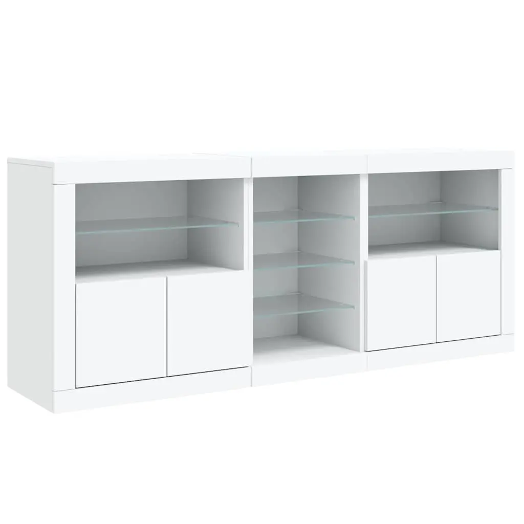 Sideboard Cabinet Engineered Wood 1815 x 370 x 670 mm White with RGB LED Lights