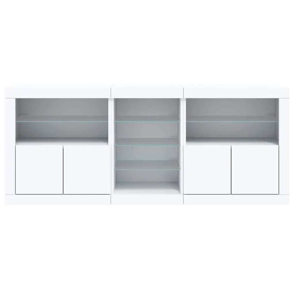 Sideboard Cabinet Engineered Wood 1815 x 370 x 670 mm White with RGB LED Lights