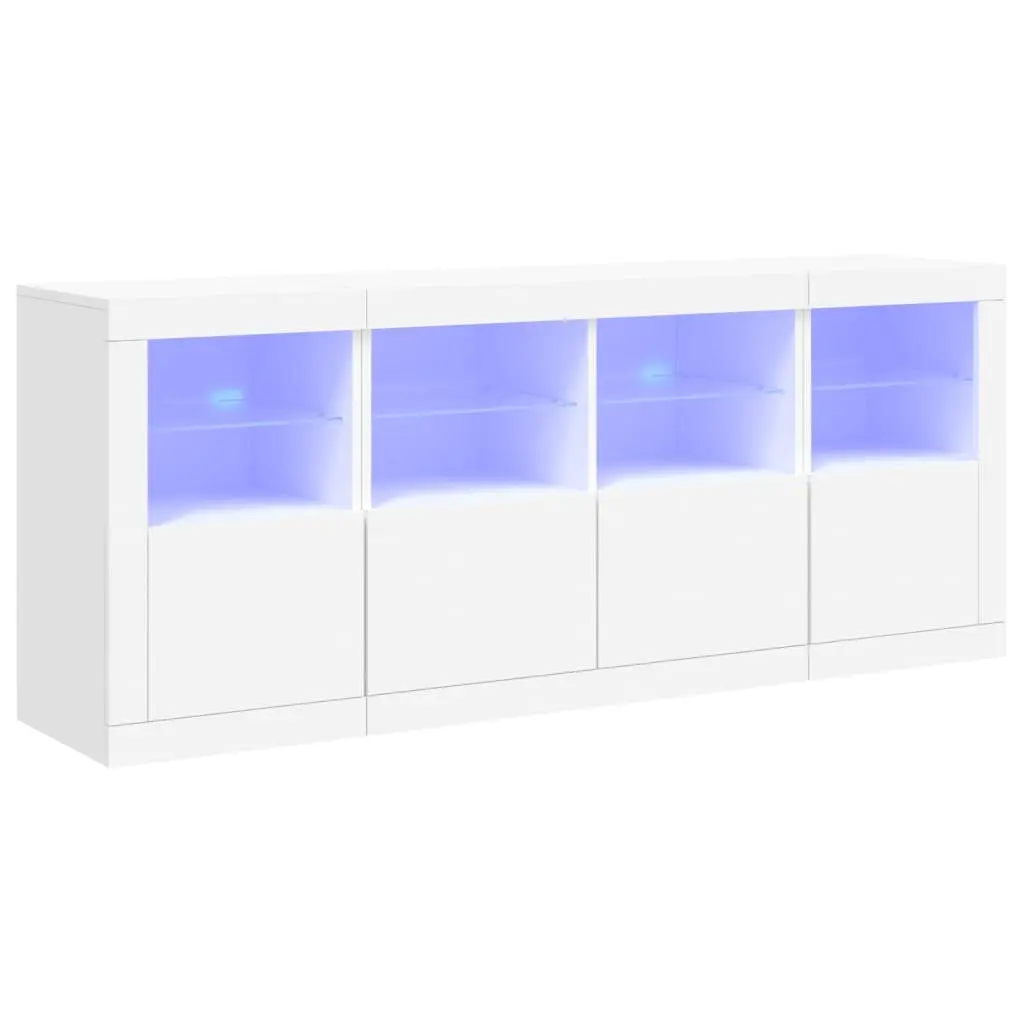 Sideboard Engineered Wood 163x37x67cm White RGB LED Lights