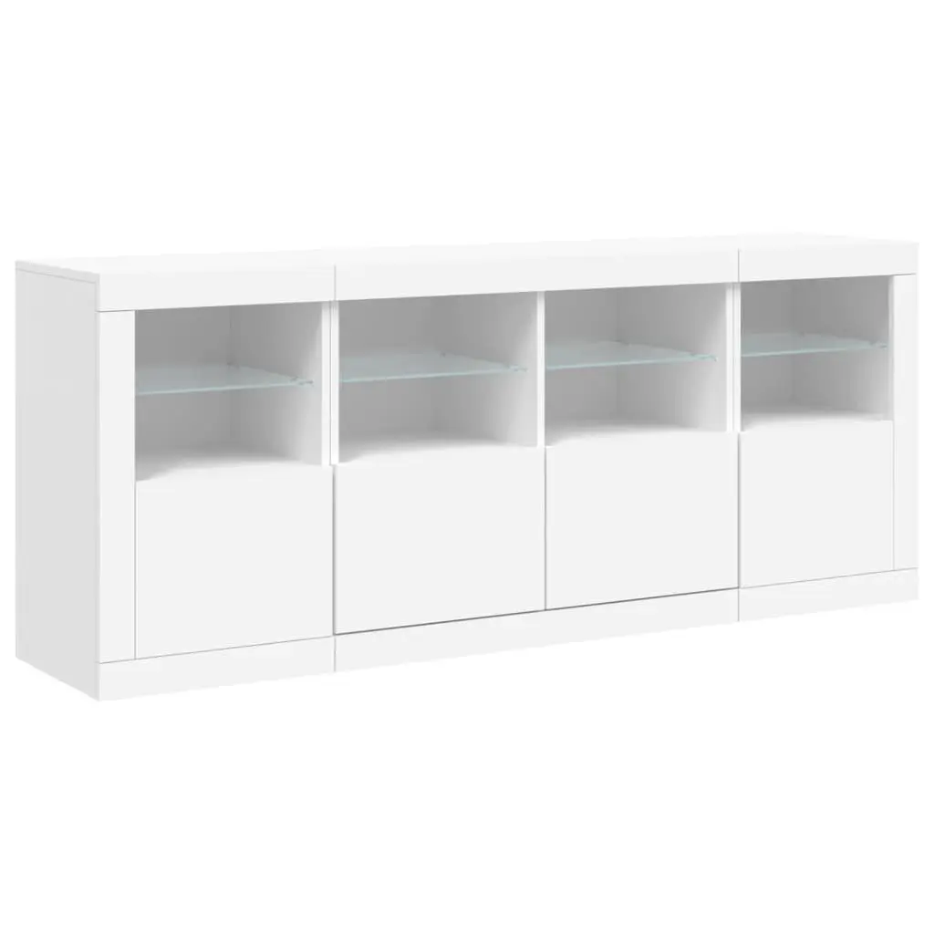 Sideboard Engineered Wood 163x37x67cm White RGB LED Lights