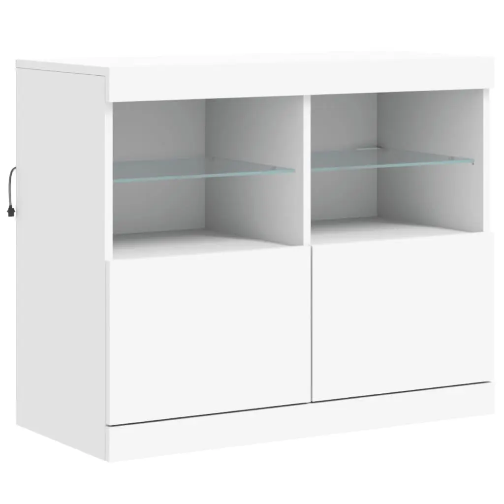 Sideboard Engineered Wood 163x37x67cm White RGB LED Lights