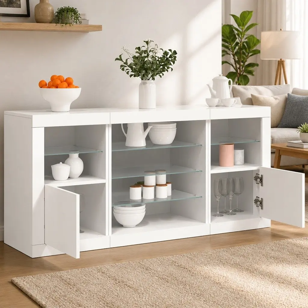 White Sideboard with RGB LED Lighting