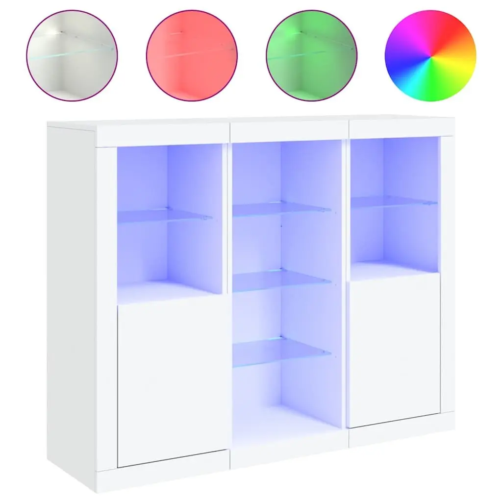 White Sideboard Cabinets with RGB LED Lights