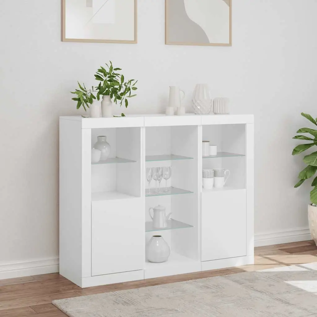 White Sideboard Cabinets with RGB LED Lights