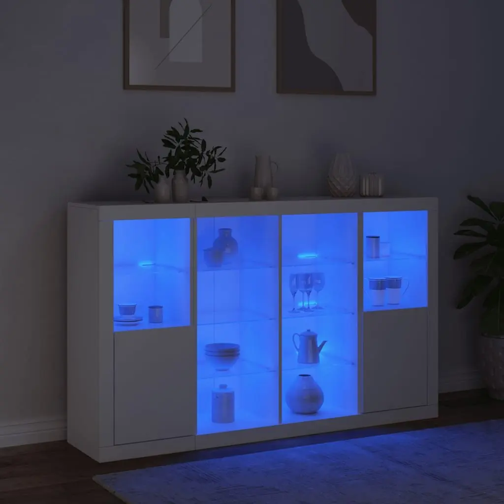 White Sideboards with RGB LED Lighting Set