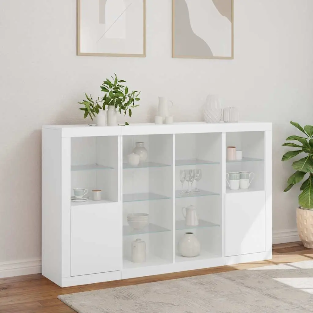 White Sideboards with RGB LED Lighting Set