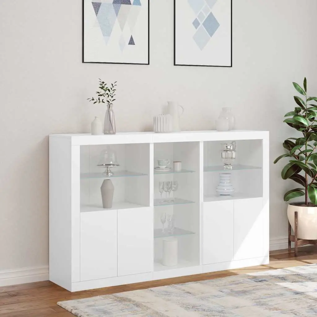 RGB LED White Sideboard Cabinet with Ample Storage