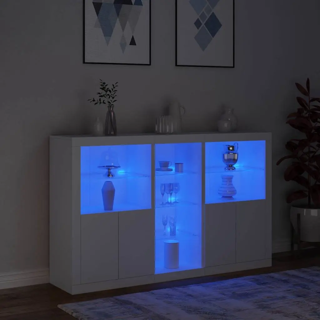RGB LED White Sideboard Cabinet with Ample Storage