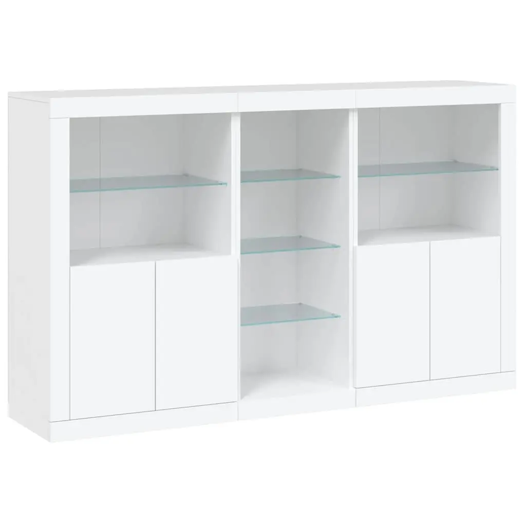 RGB LED White Sideboard Cabinet with Ample Storage