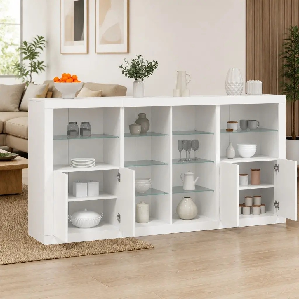 White Sideboard Cabinet with RGB LED Lighting