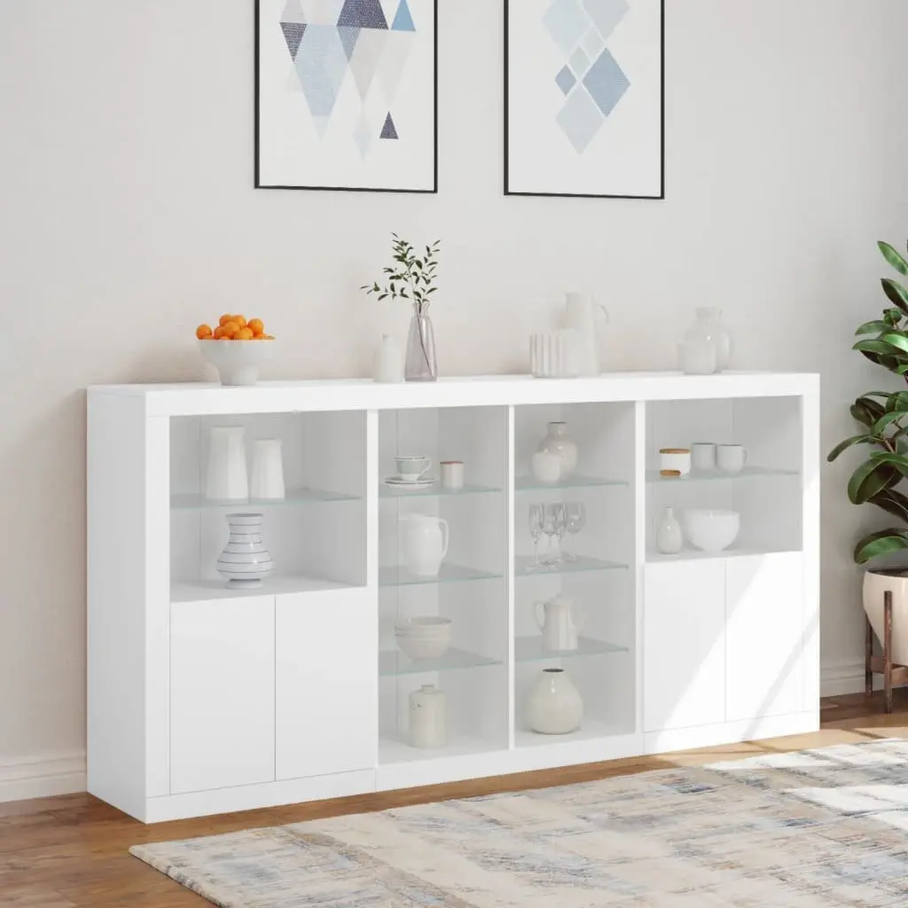 White Sideboard Cabinet with RGB LED Lighting