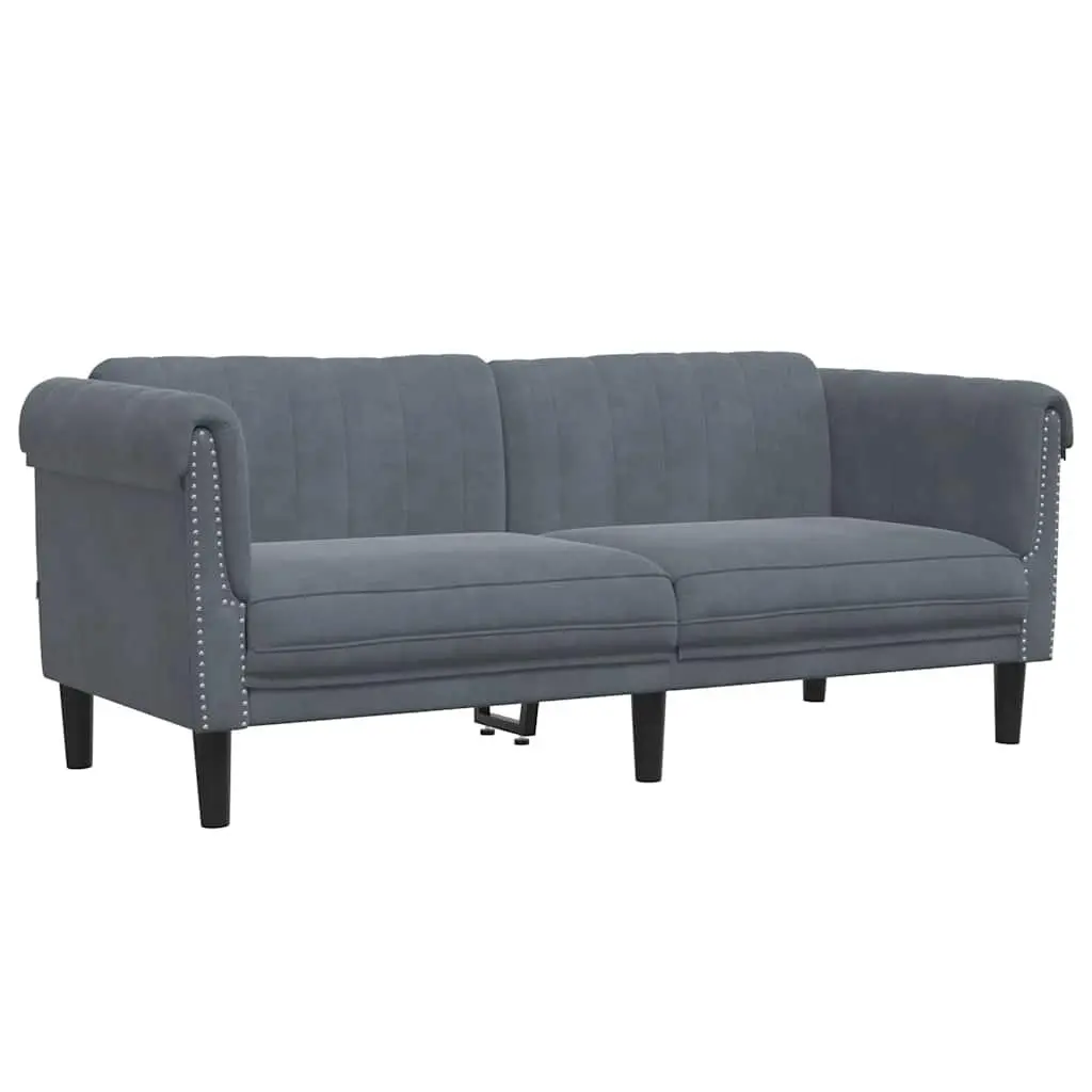 2 Piece Sofa Set Velvet Grey Modern Living Room Furniture