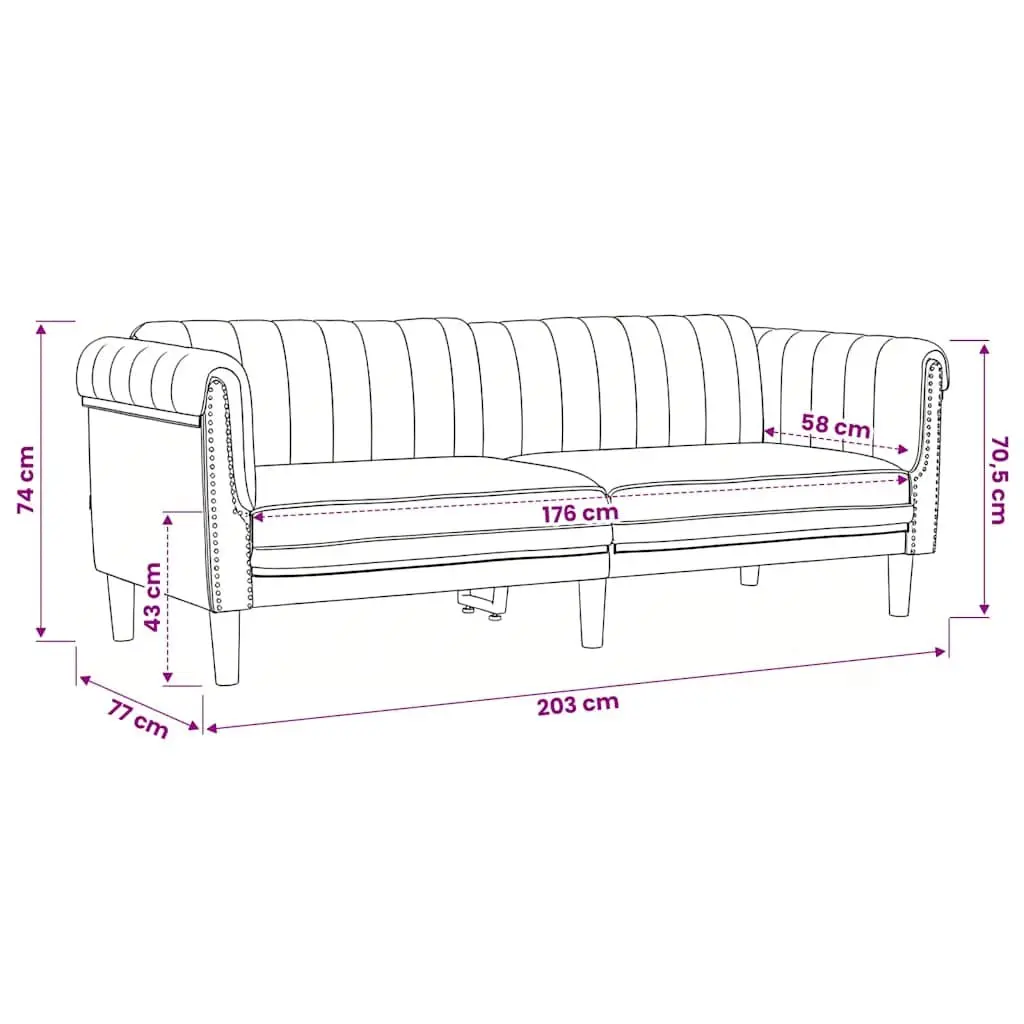 2 Piece Sofa Set Velvet Grey Modern Living Room Furniture