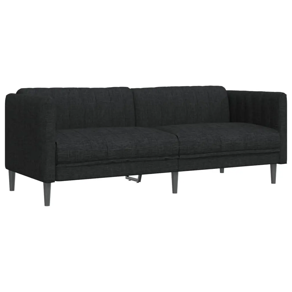 2 Piece Sofa Set Black Fabric Living Room Seating Modern Design Comfortable