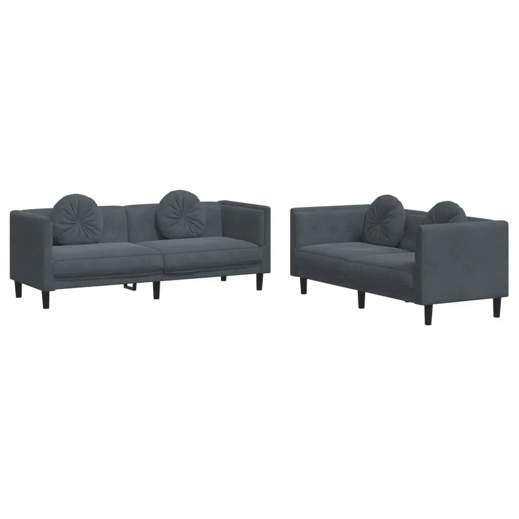 2 Piece Sofa Set Velvet Grey