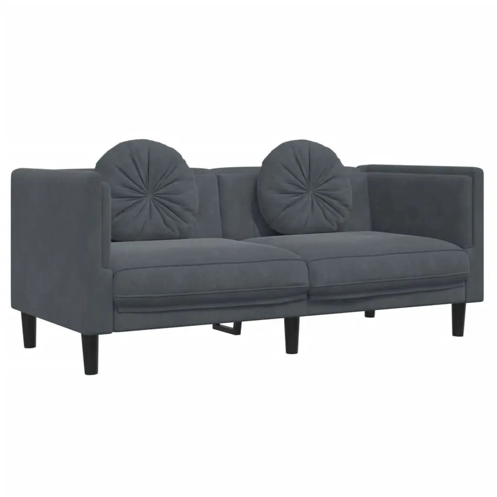 2 Piece Sofa Set Velvet Grey