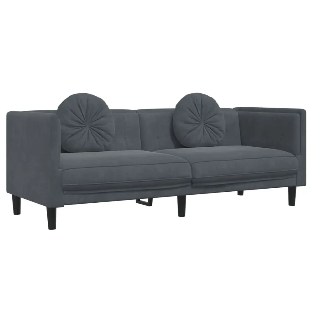 2 Piece Sofa Set Velvet Grey