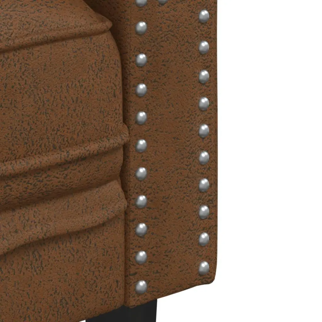Brown Faux Suede Chesterfield Sofa Set