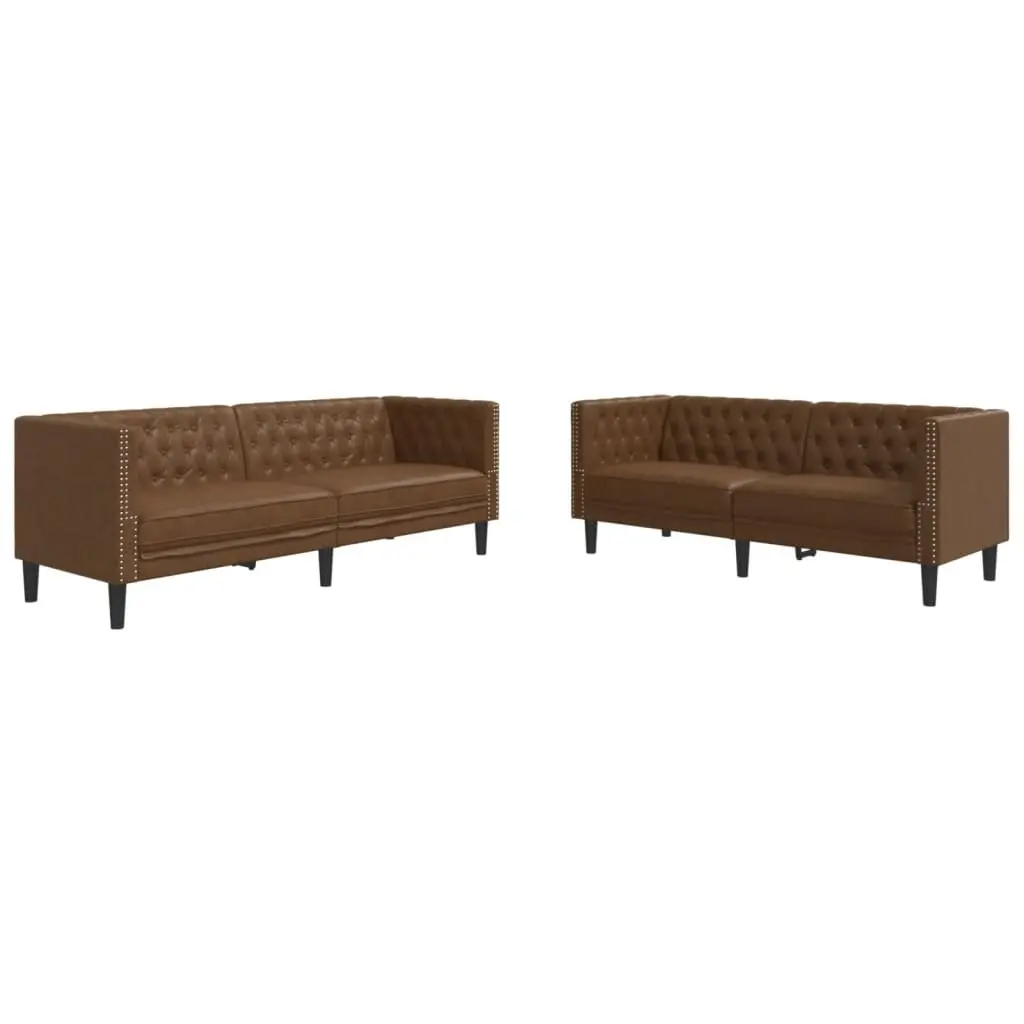 Brown Chesterfield Sofa Set 2 Piece Lounge Suite