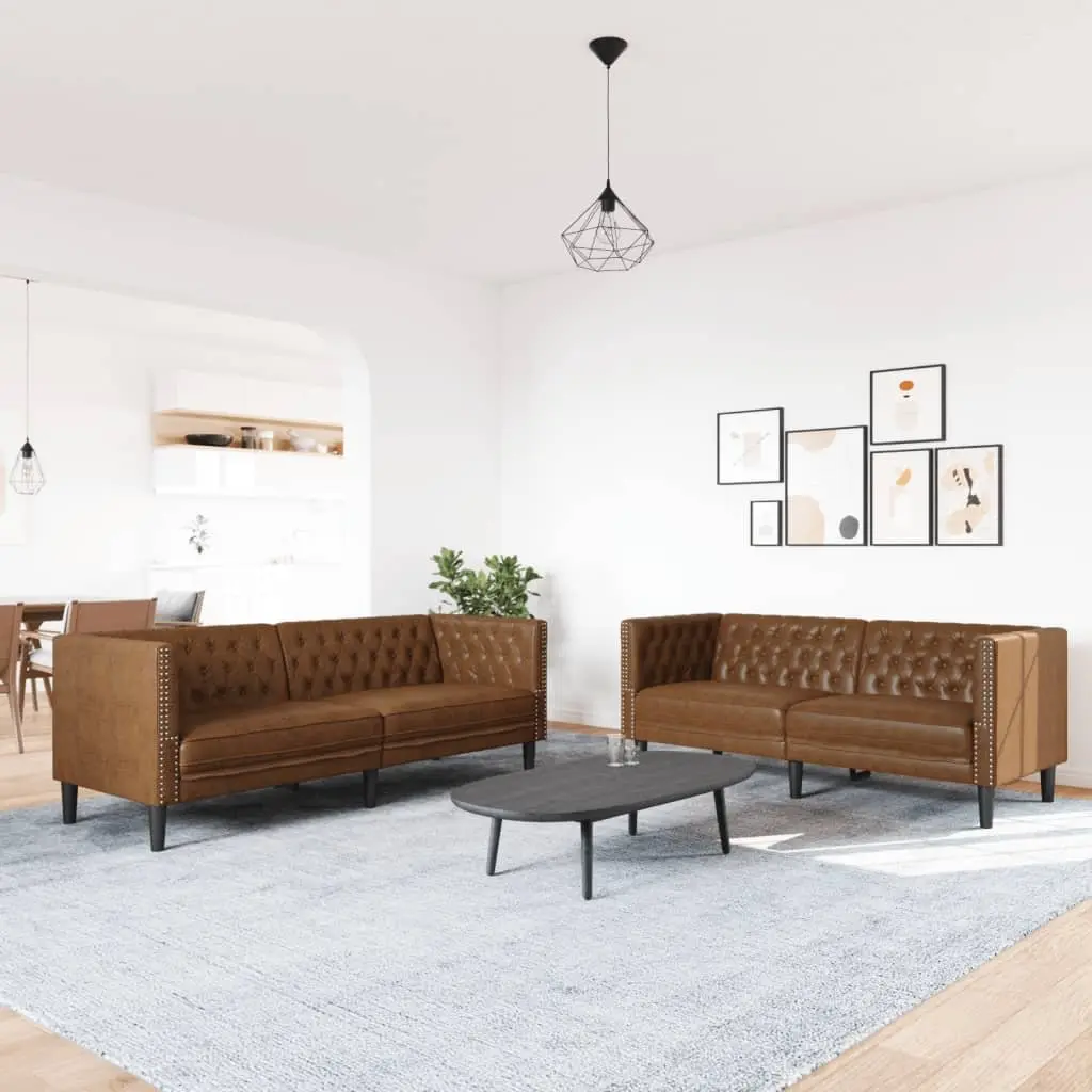 Brown Chesterfield Sofa Set 2 Piece Lounge Suite