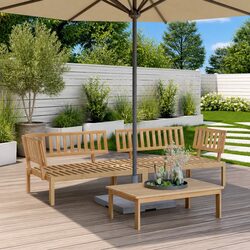 Durable Outdoor Sectional Corner Sofa 2 pcs Solid Wood Lounge