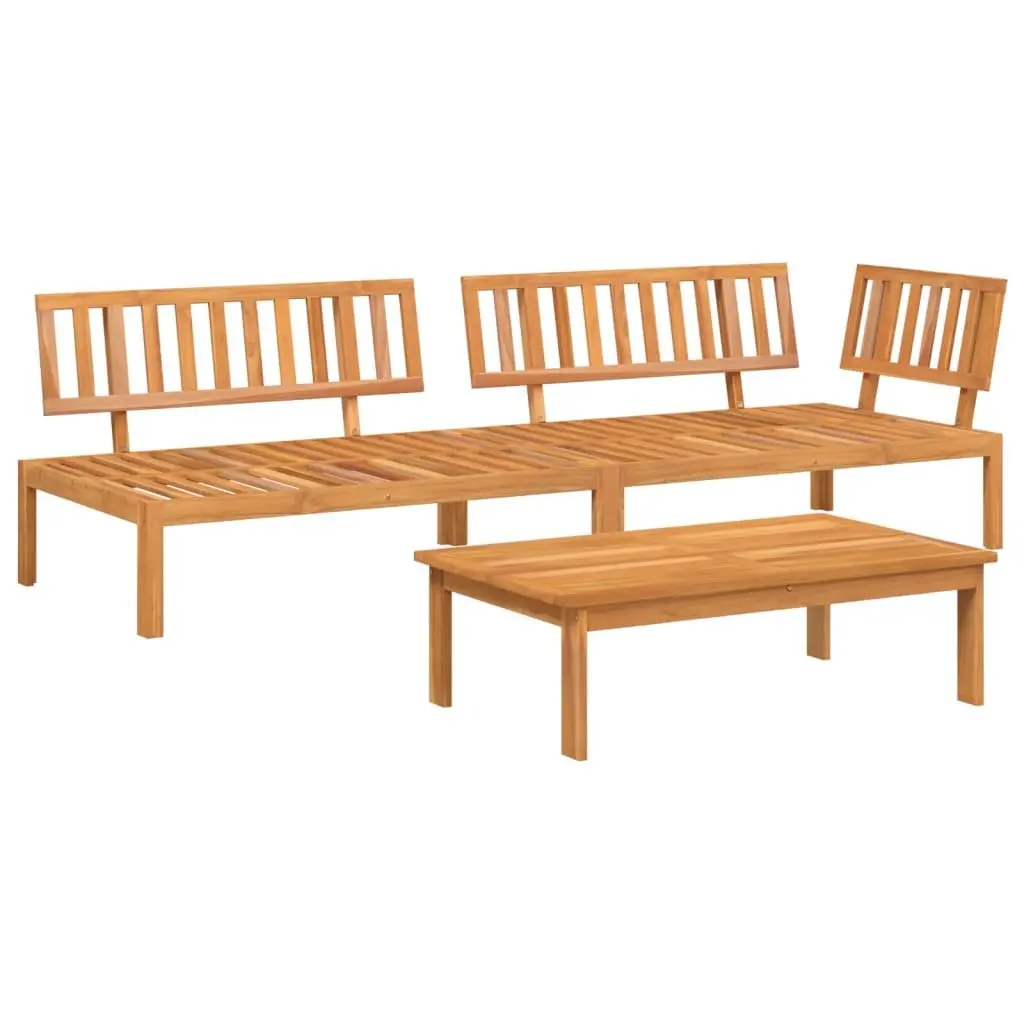 Solid Wood Acacia Outdoor Sectional Sofa Set 3 Piece