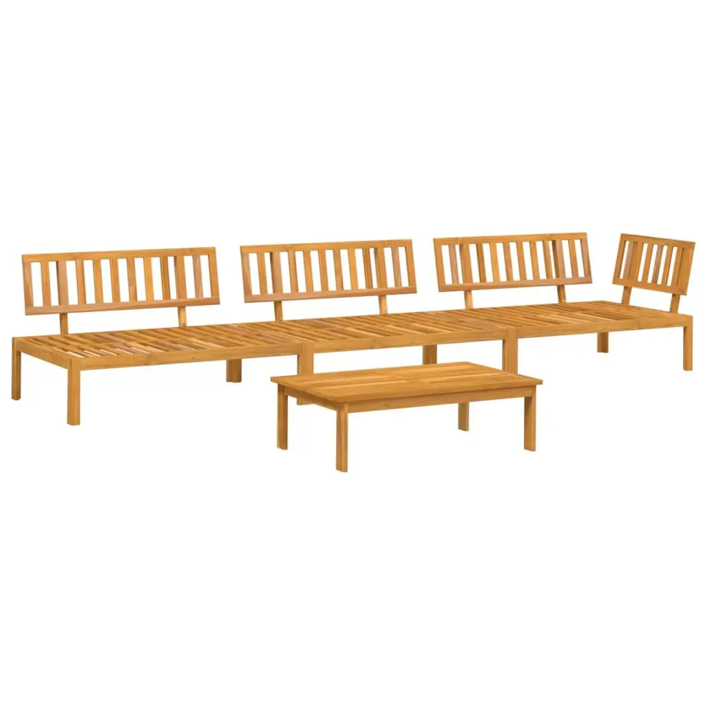 4 Piece Outdoor Sectional Sofa Set in Brown