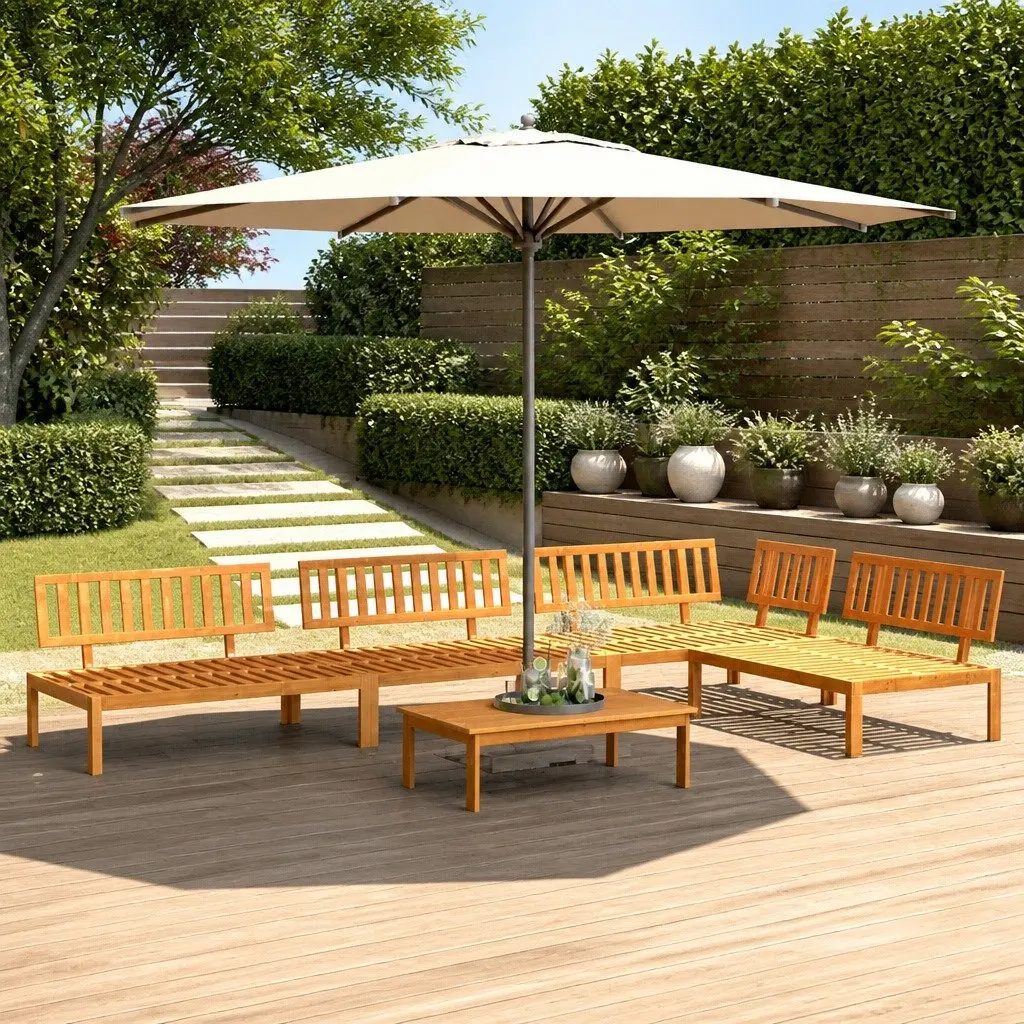 5 Piece Acacia Wood Garden Pallet Sofa Set