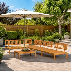 5-Piece Brown Wooden Pallet Sofa Set for Outdoors