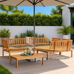 Stylish 4 Piece Brown Wood Pallet Sofa Set for Outdoors