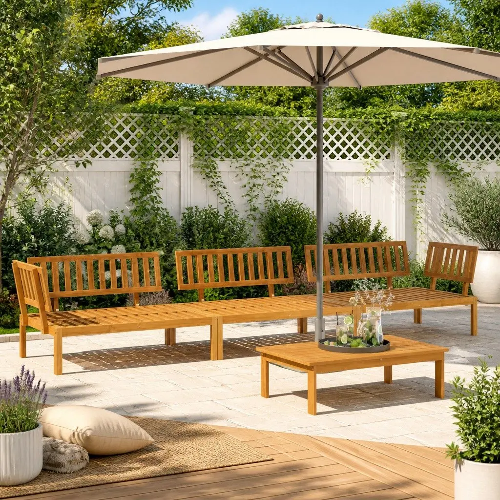 4 Piece Outdoor Pallet Sofa Set in Solid Acacia