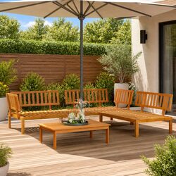 Quality Outdoor Sectional Sofa Set - 4 Piece Brown