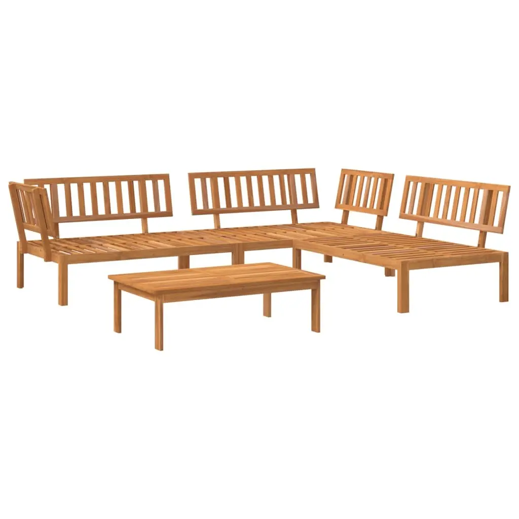 Outdoor Sectional Sofa Set 4 Piece Garden Pallet Furniture Brown Wood Lounge