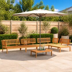 5-Piece Acacia Wood Outdoor Sectional Sofa Set