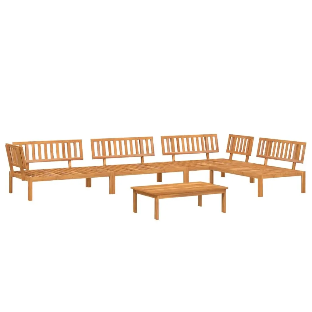 Outdoor Sectional Sofa Set Solid Acacia Wood 5 Piece Brown