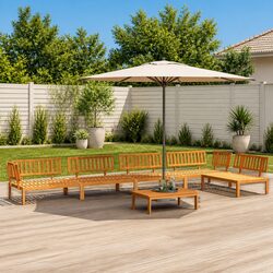 6-Piece Brown Solid Wood Sectional Sofa Set for Outdoors