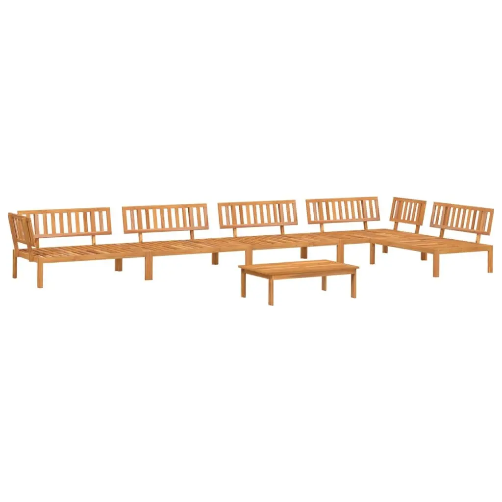6-Piece Brown Solid Wood Sectional Sofa Set for Outdoors