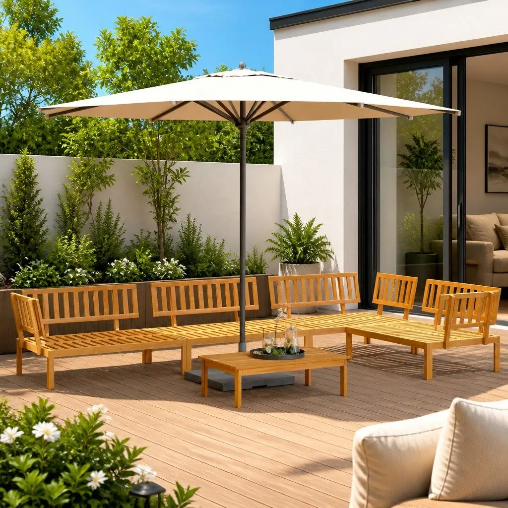 5 Piece Garden Pallet Sofa Set in Brown Solid Wood