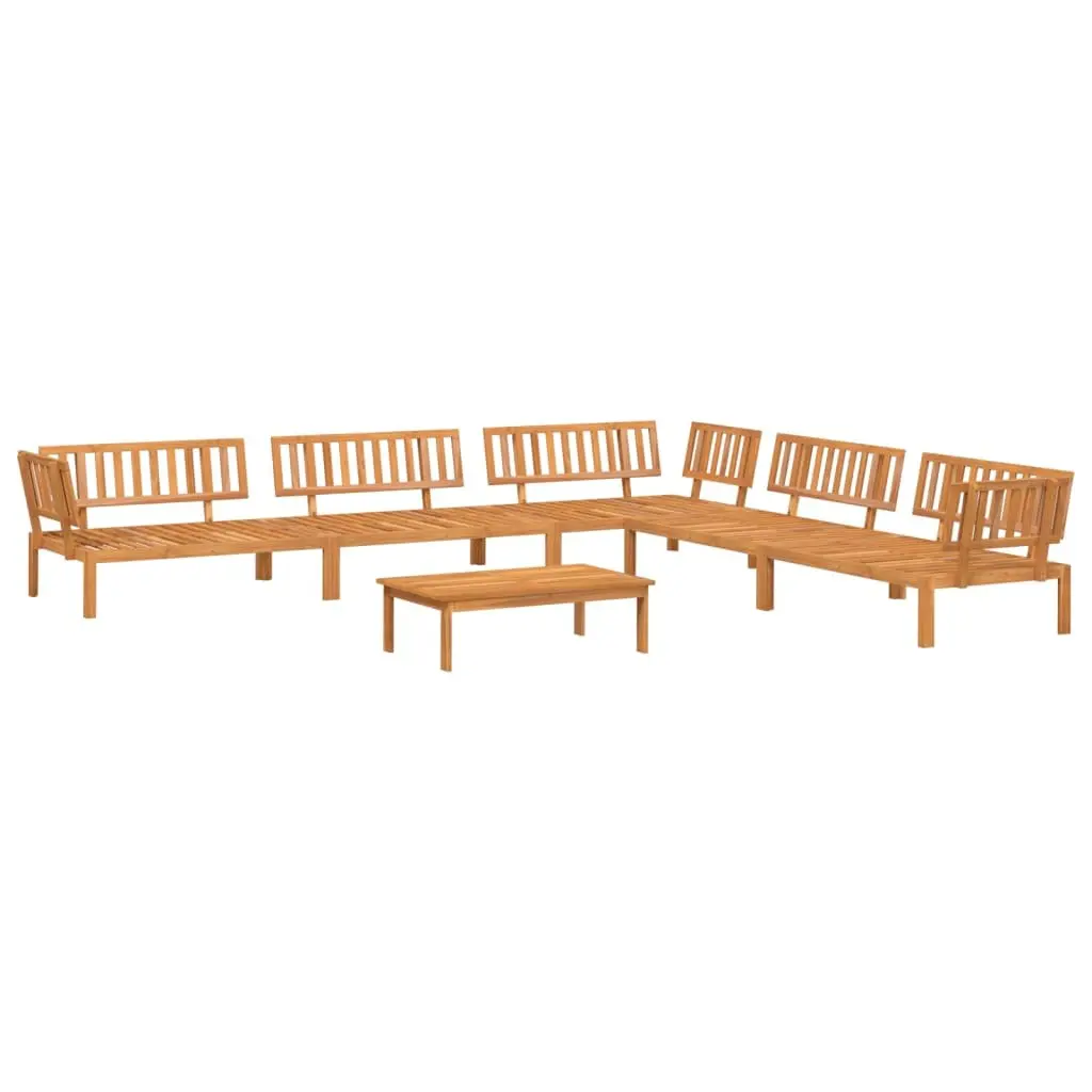 6 Piece Outdoor Sectional Sofa Set in Solid Brown Wood