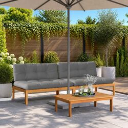 Solid Acacia Outdoor Garden Sofa Set with Backrest
