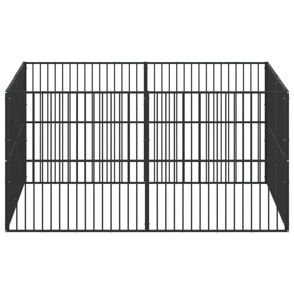 Dog Playpen Galvanised Steel 8 Panels Black