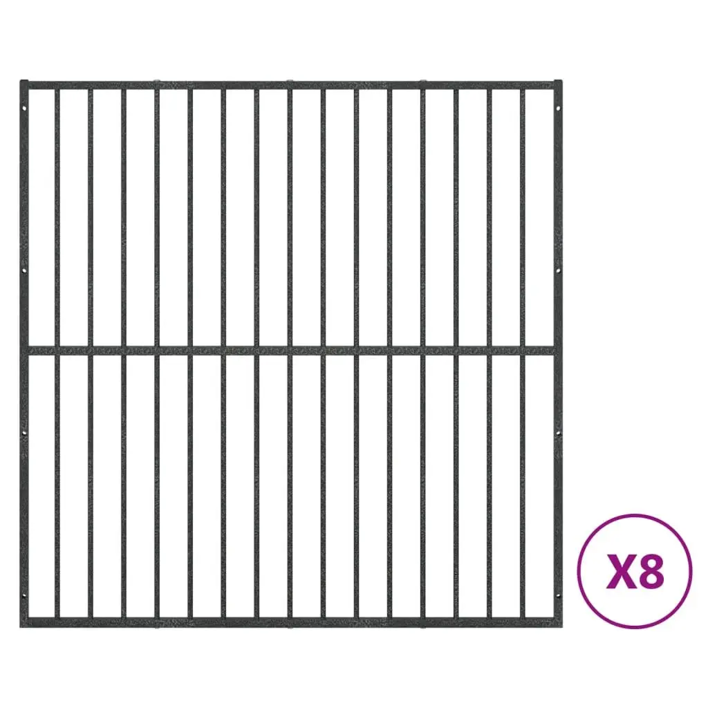Dog Playpen Galvanised Steel 8 Panels Black